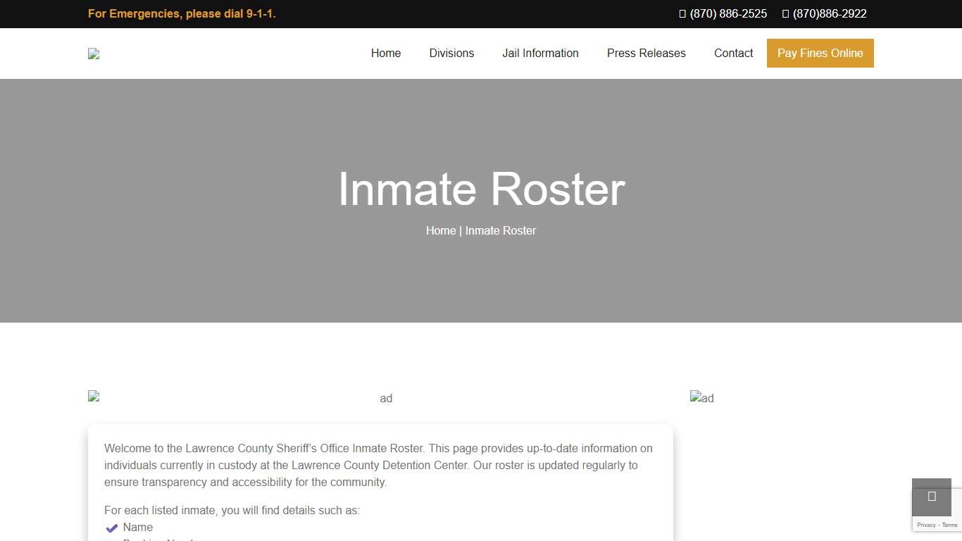 Inmate Roster › Lawrence County Sheriff’s Office